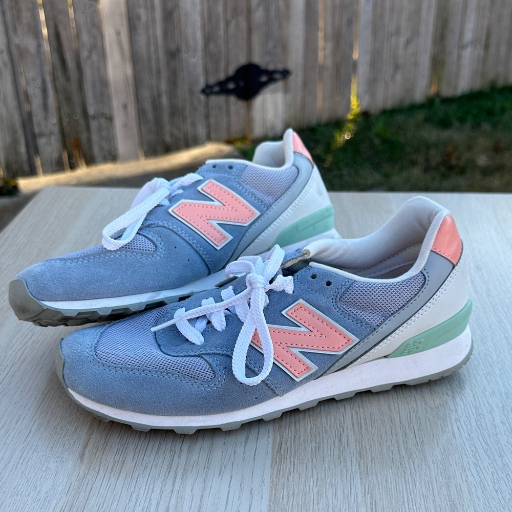 Worn Twice- 2015 new balance woman sneakers, grey coral seafoam green